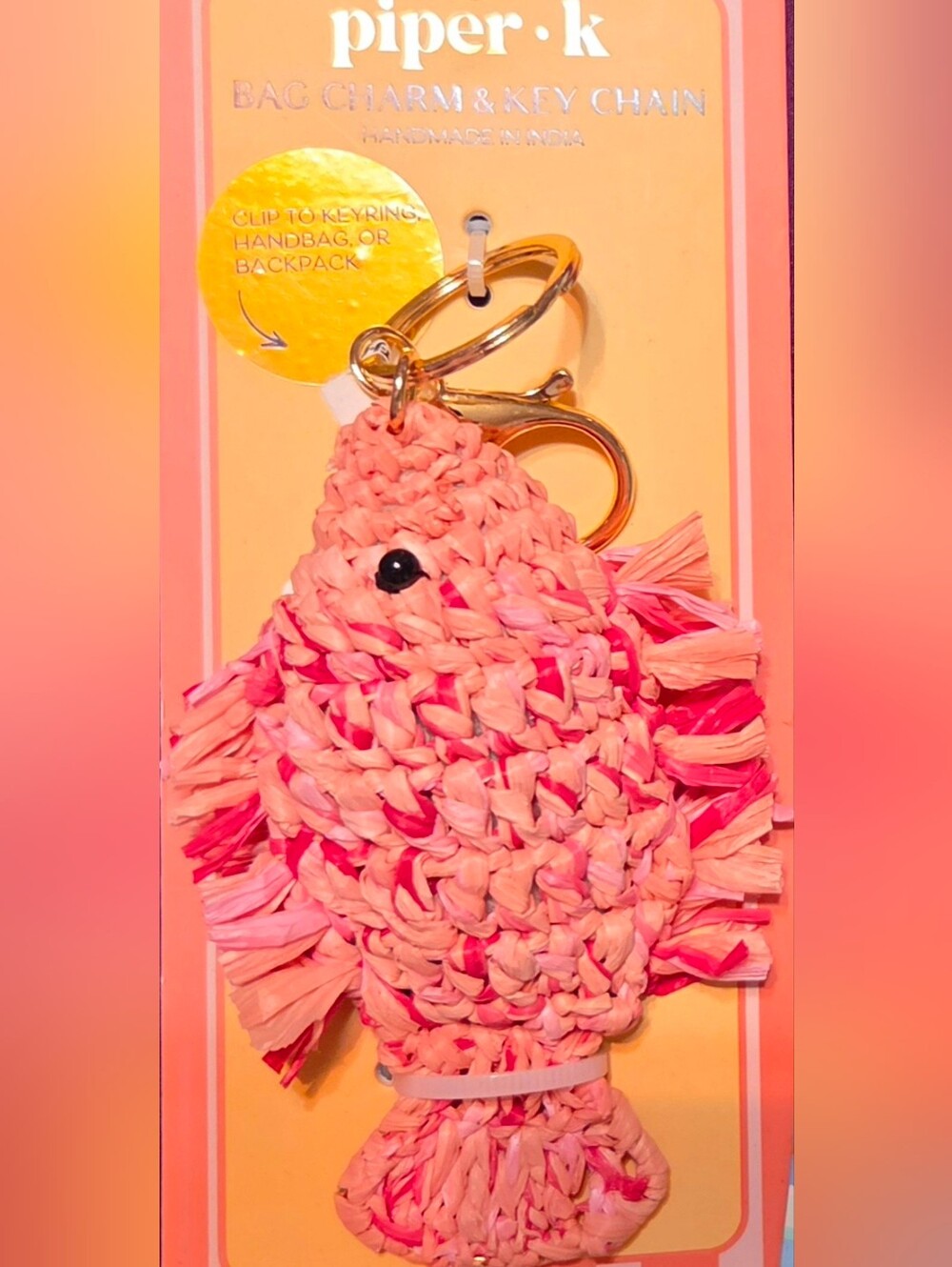 piper·k Fish Bag Charm Key Chain - Pink